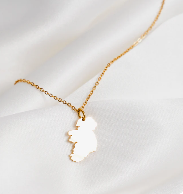 Plain gold outline of Ireland necklace