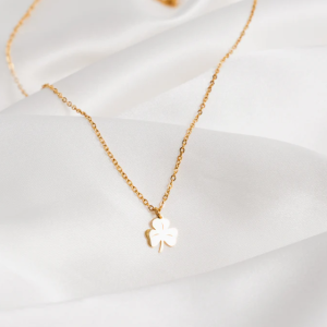 Simple, gold shamrock necklace